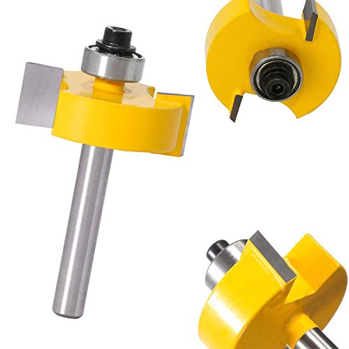 Rabbet Router Bit with 6 Bearings Set- 1/8”, 1/4", 5/16", 3/8", 7/16", 1/2" Interchangeable and Adjustable Bearing Milling Woodwork Tool (1/4 Inch Shank)