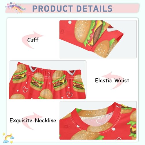 Pajama Sets Long Sleeve Food Hamburger Tomato Paste Soft Comfy Sleepwear 2 Piece PJS 3-8T4