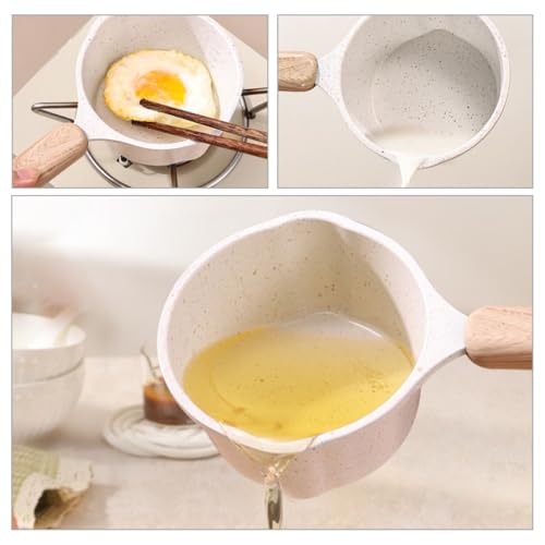 Olla pequeña de aluminio antiadherente con tapa clara y vertedor dual para cocina de hogar 5