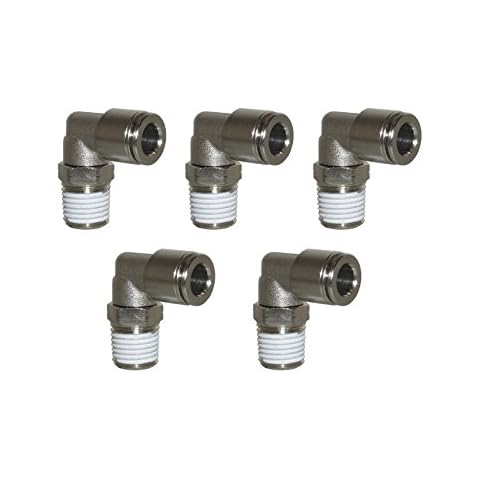PneumaticPlus PN15 Series Push to Connect Tube Fitting, Male Elbow (1/4" Tube X 1/8" NPT) - Pack of 5 Cover