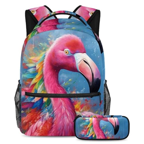 Cartable grande capacité Flamant Rose pour ne plus manquer d'espace au lycée