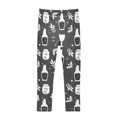 CaTaKu Girls Leggings Witchcraft Halloween Leggings for Girls Kids Athletic Workout Yoga Pants Size 4-10T