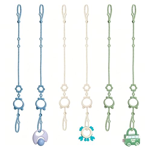 Sopkdey Toy Straps for Baby 6pcs Adjustable Toy Holder for Stroller Accessories Silicone Baby Tether Pacifier Clip No Throw Baby Travel Essential Leash for High Chair Car Seat Baby Toy Clips