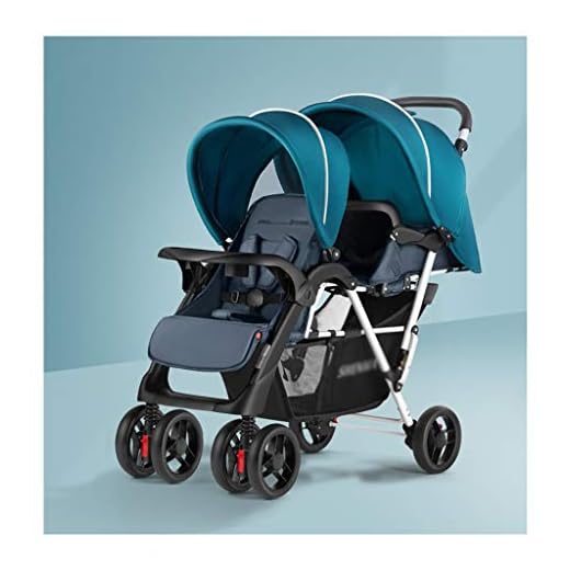 Dubbel Vikbågare För Nära Spädbarn Barnvagn För Två Nära Barn Med Stor Förvaringskorg Och Låsbara Hjul, Lätt Barnvagn (Color : Green)
