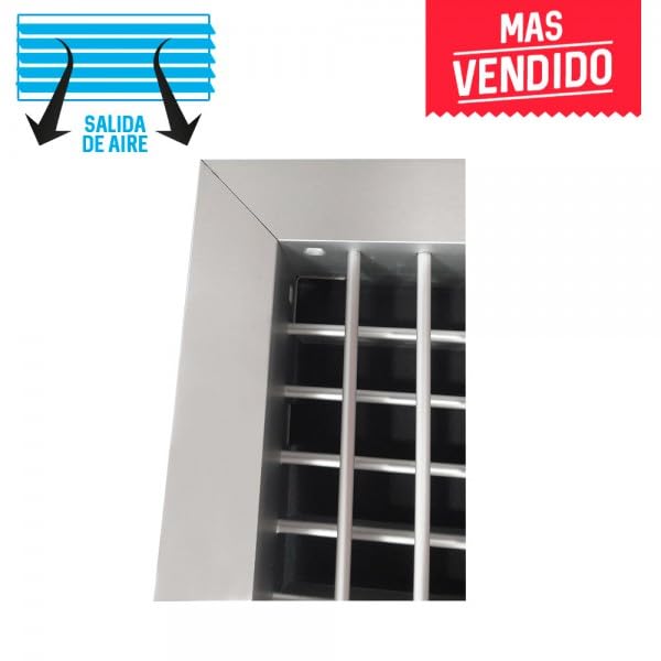 Rejilla de ventilación impulsión doble deflexión plata mate+Marco de montaje