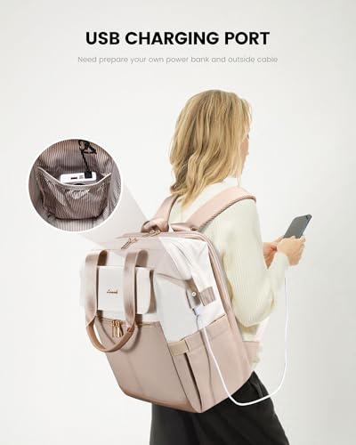 Image of LOVEVOOK 17.3 Inch Laptop Backpack for Women, Large Capacity Travel Backpack with Organizer Bag, Waterproof Carry on Backpack Work Bag with USB Port, Teacher Nurse Backpack Purse, 2PCS