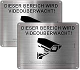 Überwachungskamera Schild Aluminium 15 × 15 cm, Videoüberwachung Warnschild, wetterfestes Alarmschild mit Aufkleber & vorgebohrten Löchern, für Innen- und Außenbereich, Privatgrundstück