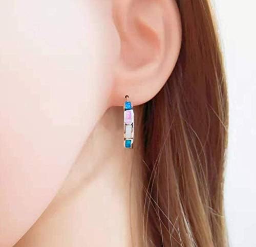 Life Stage Fire Created-Opal 925 Sterling Silver Round Hoop Dangle Earrings Women's Fashion Jewelry - Image 6