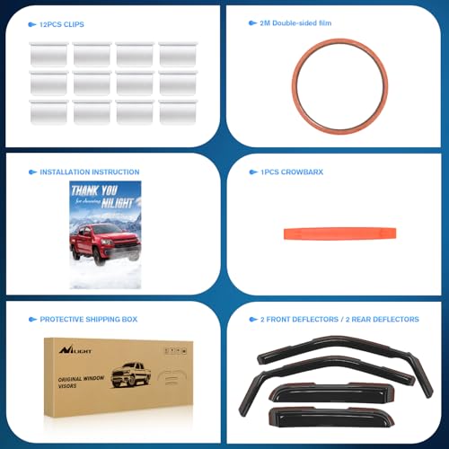 Image of Nilight in Channel Rain Guards for Ford F150 Raptor 2015-2020 Super Cab