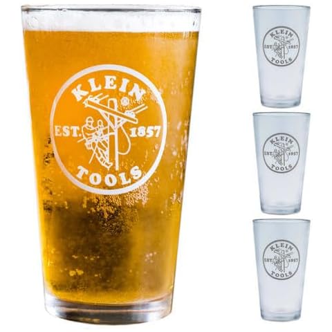 REBUILD SKILLS Pint Pub Beer Glasses-Stackable Set of Four, Holds16 oz Cold Beverages, Adult Beverages, Soda, Water, Bars, Restaurants, Pubs, Great Gift for Tradesmen, Contractor, Dads, Man Caves. Cover