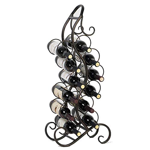 Stojak na wino Stojak na wino Stojak na 12 butelek wina Metalowy i wolnostojący stojak na wino dla miłośników wina (Kolor: czarny Rozmiar: 84x37x18cm) Star of Light