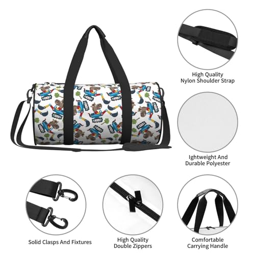 Large Duffle Bag for Travel - Funny Excavator Gym Bag for Women Men, Foldable Travel Bags for Women Men with Zippered Multiple Pockets3