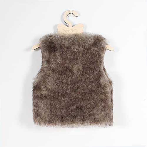 Lisfsa Kids Faux Fur Vest For Toddler Girl Winter Villus Fleece Coat Outwear Thick Warm Waistcoat Outerwear Cardigan Tops Brown, 5-6 Years #TOP7
