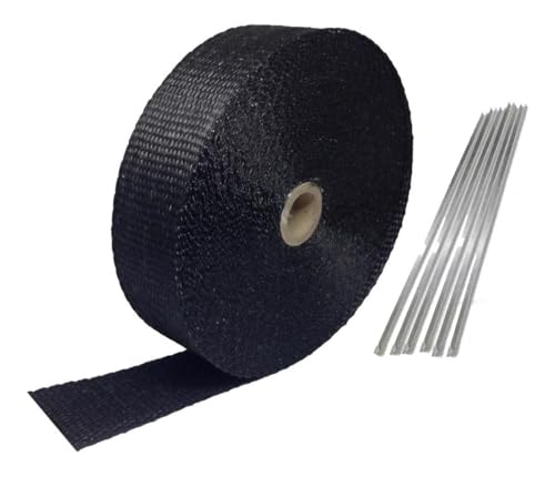 Manta Térmica Termotape Preta Para Escapamento 10 Metros e 6 Zip