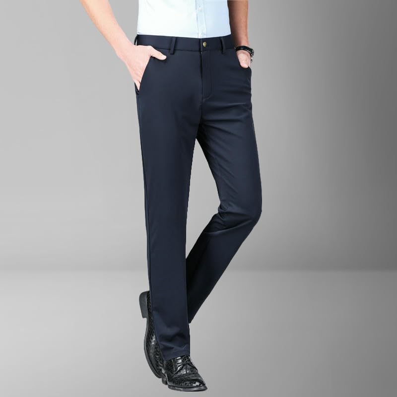 Men's Spring Summer Thin Ice Silk Drape Simple Wrinkle-Free Elastic Casual Pants3