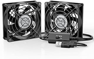 ELUTENG USB Fan 80mm 2 In 1 Computer Fan 5V 80 mm Fan 2700RPM 32CFM Dual USB PC Fans Cooling Radiator with Black Metal Grill Double Fans