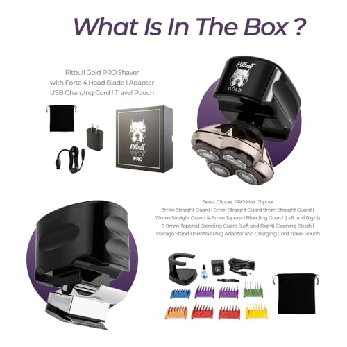 Image of skull shaver Male Pitbull Gold PRO Electric shaver With Beast Clipper PRO Trimmer (shaver With Clipper)