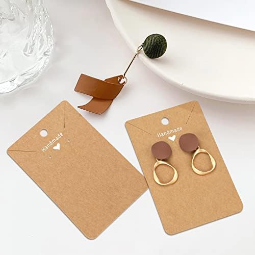 100 PCS Earring Display Cards - 9x6 CM Brown Earring Card Holder - Handmade Kraft Earring Cards for Jewelry Making Storage & Disply