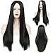 Sawekin Halloween Perücke Schwarz Lange Gerade Halloween Kostüm Perücken Cosplay Schwarze Perücke Wig für Halloween Kostümparty Karneval