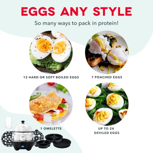 Image of Dash Deluxe Egg Cooker - Boiler, Poacher & Steamer - Includes Measuring & Recipe Guide - Dishwasher Safe - Holds 12 Eggs, Black