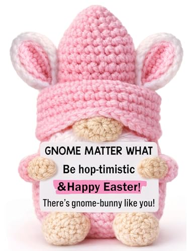 Inspirational Gifts for Women Girls - Funny Crochet Gnome Birthday Gift for Her College Friends Coworker Teen Girls Teacher, Stress Relief Cheer Motivational Positive Support Presents