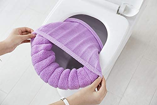 WC-Sitzkissen dick gestrickt Universal O WC-Vorleger Haushalt weiches Kürbismuster WC-Sitzbezug Sitzkissen super warm (Rosa 30 cm) – Bild 5