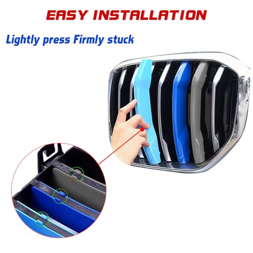 Image of x xotic tech Iconic 3-color Tri Grille Insert Trims Strips Compatible with BMW X Series X5 G05 2019-2023 with Night Vision Camera & 7 Beam Front Center Kidney Grilles Decoration