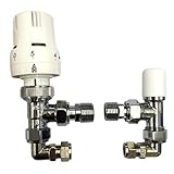 Greened House 1/2" to 10mm White Thermostatic Radiator Valve with 90 degree pipe connector 1/2" / 10mm Designer radiator valve