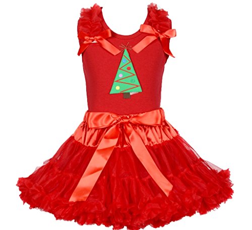 Camiseta de árbol de Navidad rojo y falda de niña en ropa infantil de 1 a 8 años