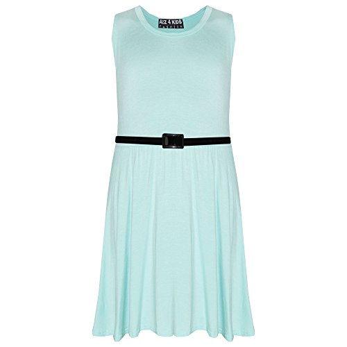 A2Z 4 Kids Girls Party Fashion Dresses with Free Belt Summer - Skater Sleeveless Mint 13