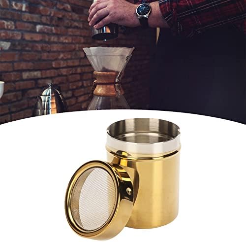 Riuulity Stainless Steel Powder Shaker, Gold Fine Mesh Powder Sugar Shaker, Can Be Used to Hold Salt, Powdered Sugar, Ground Coffee, Pepper