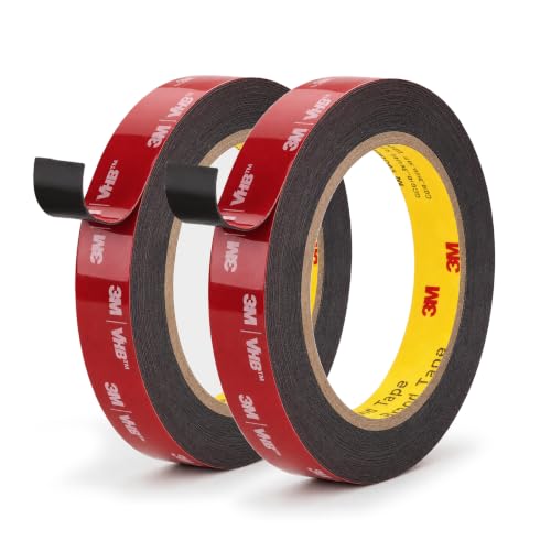 Image of 3M 5925 Double Sided Tape, 0.75 in x 16.4 ft Heavy Duty Foam Tape, 2 Pack | 0.025 in Black Acrylic Foam, Water-Resistant Bond, for RV, Auto, LED Strips, Metal, Glass, Tile and Wood