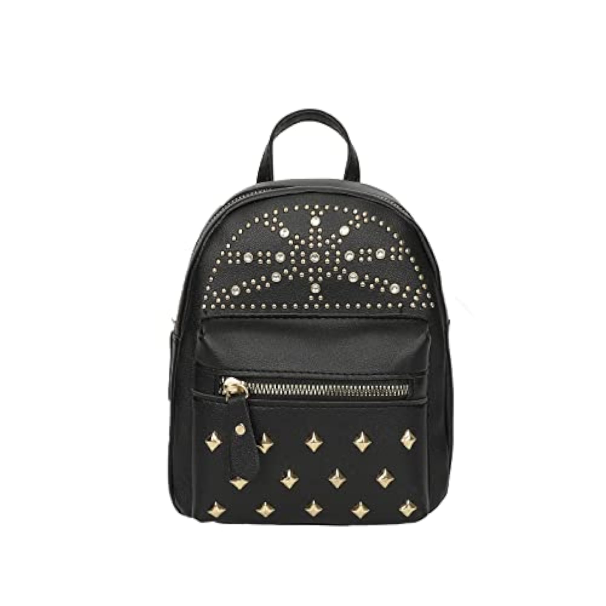 Women's Leather Solid Color Backpack with Rivet Decoration