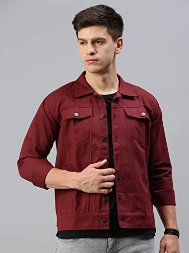 VOXATI Men's Denim Jacket kjt206xy-s Maroon S - Image 4