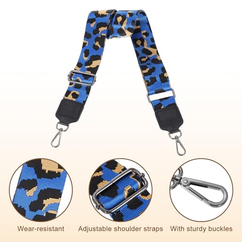 Image of uxcell Wide Shoulder Strap, 5cm Adjustable Purse Strap Replacement Crossbody Strap for Shoulder Bag Handbag, Blue, Black Square Mouth Buckle