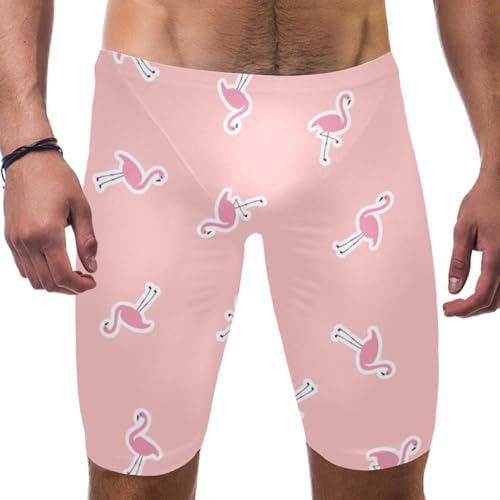 Bañador largo de natación para hombre con estampado de flamenco rosa resistente