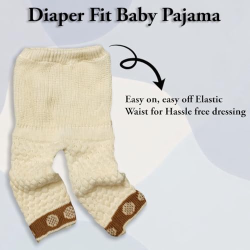 Image of Baby Unisex New Born Baby Boys Girls Soft Comfortable Trendy Woolen Round Neck Stripe Sweater Set with Payjami, Cap and Pair of Booties for Toddlers