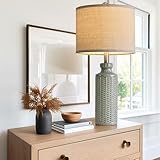 USumkky 24.75'' Farmhouse Light-Green Ceramic Single Table Lamp for Bedroom Living Room Vintage Traditional Rustic Modern Nightstand Bedside Lamps