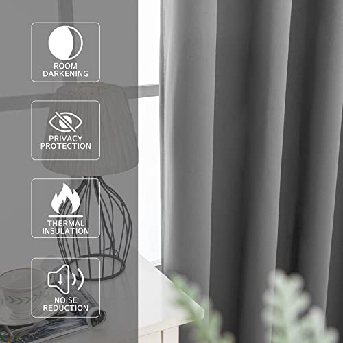 Image of MYSKY HOME Blackout Curtains 90 Inch Length for Living Room Grey Curtains for Bedroom Gray Thermal Insulated Curtains Room Darkening Drapes with Grommets 2 Panels Set, 52W x 90L, Grey