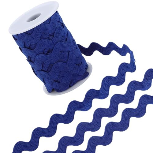 GORGECRAFT 12.5 Yards Rick Rack Trim 13mm Polyester Rac Ric Zig Zag Wave Bending Fringe Trim Bleu...
