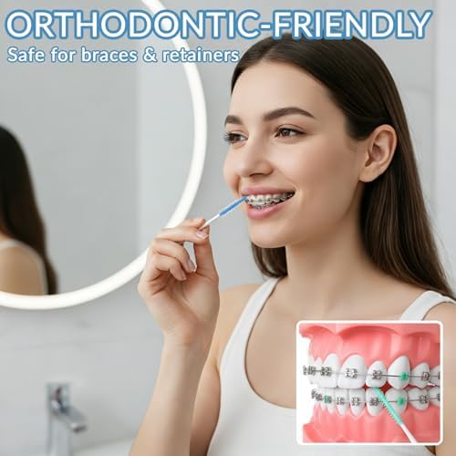 300 Pieces Dual Use Interdental Brushes, Soft Silicone Disposable Dental Picks with Convenient Carry Case, Dental Floss Picks for Effective Teeth Cleaning - 1
