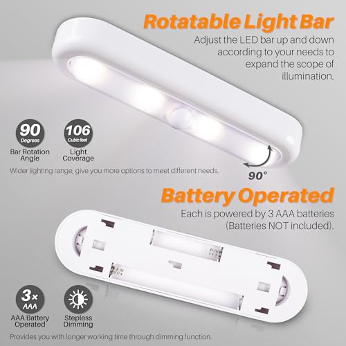 Image of STAR-SPANGLED 7 inch Dimmable LED Stick on Push Tap Lights AAA Battery, 3 Pack