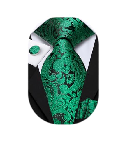 Image of Hi-Tie Mens 70inches Tie Set Extra Long Necktie for Men Cufflinks Handkerchief Big Tall Men Business Wedding