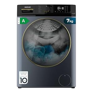 Cecotec Frontlader-Waschmaschine 7 kg Bolero Dresscode 7610 Inverter Ice Blue A. Frontlader Ice Blue mit 7 kg Kapazität, 1400 U/min, Klasse A, Dampffunktion, Inverter Plus Motor, 15 Programme