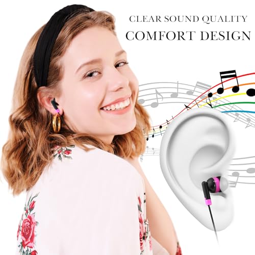 Image of Konohan 160 Packs Bulk Earbuds with Wire Earphones Classroom Wired Headphones for Students Headphones Individually Bagged, 8 Colors Ear Buds Bulk for Classroom School Library(Solid Color)