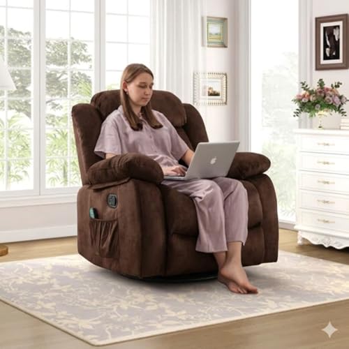 Image of Amazon Brand - Solimo Stark | Single Seater Sofa Recliner | Rocking, Revolving and Recline Manual Recliner (Velvet Brown) | 1 Year Warranty