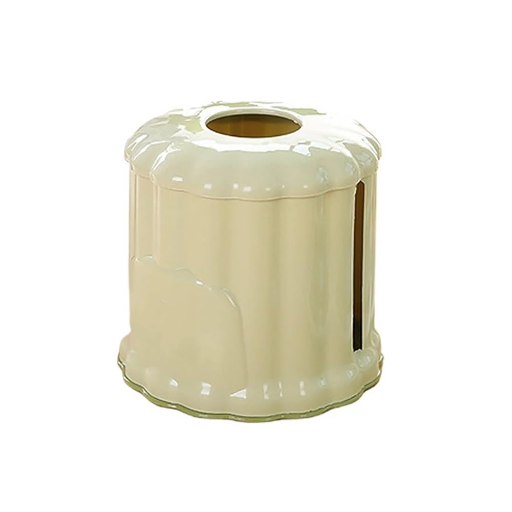 Aimanqi Green Household Tissue Box Coffee Table Dining Table Circular Napkin Storage Box Roll Paper Suction Box(Green)