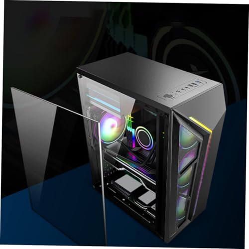 Gabinete para computadora DOITOOL ATX con panel lateral transparente, ventilación de malla de hierro, tira de iluminación RGB, alta circulación de aire, diseño compacto para gaming y escritorio miniatura 2