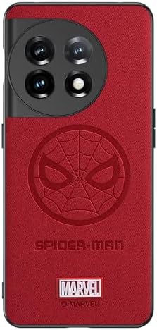 IRON SPIDER Case for OnePlus 11 5G, with Superhero Character, Compatible OnePlus 11 Leather Case (RED) for Man & Women