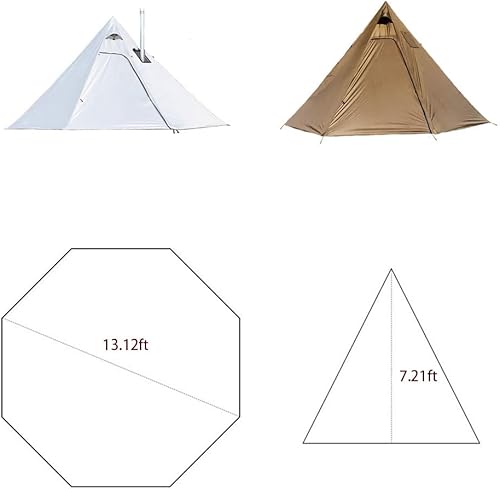 Miniatura 9 de Vilemoon Tipi - Tienda de campaña caliente con gato ignífugo para tubos de combustión, 2  3 personas, ligera, tiendas de campaña tipi para equipo